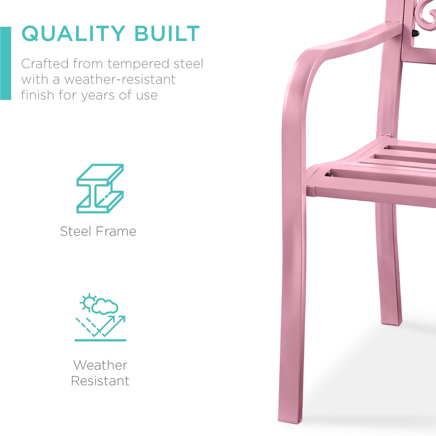 Steel Bench for Outdoor, Patio, Garden w/ Floral Design - 50in