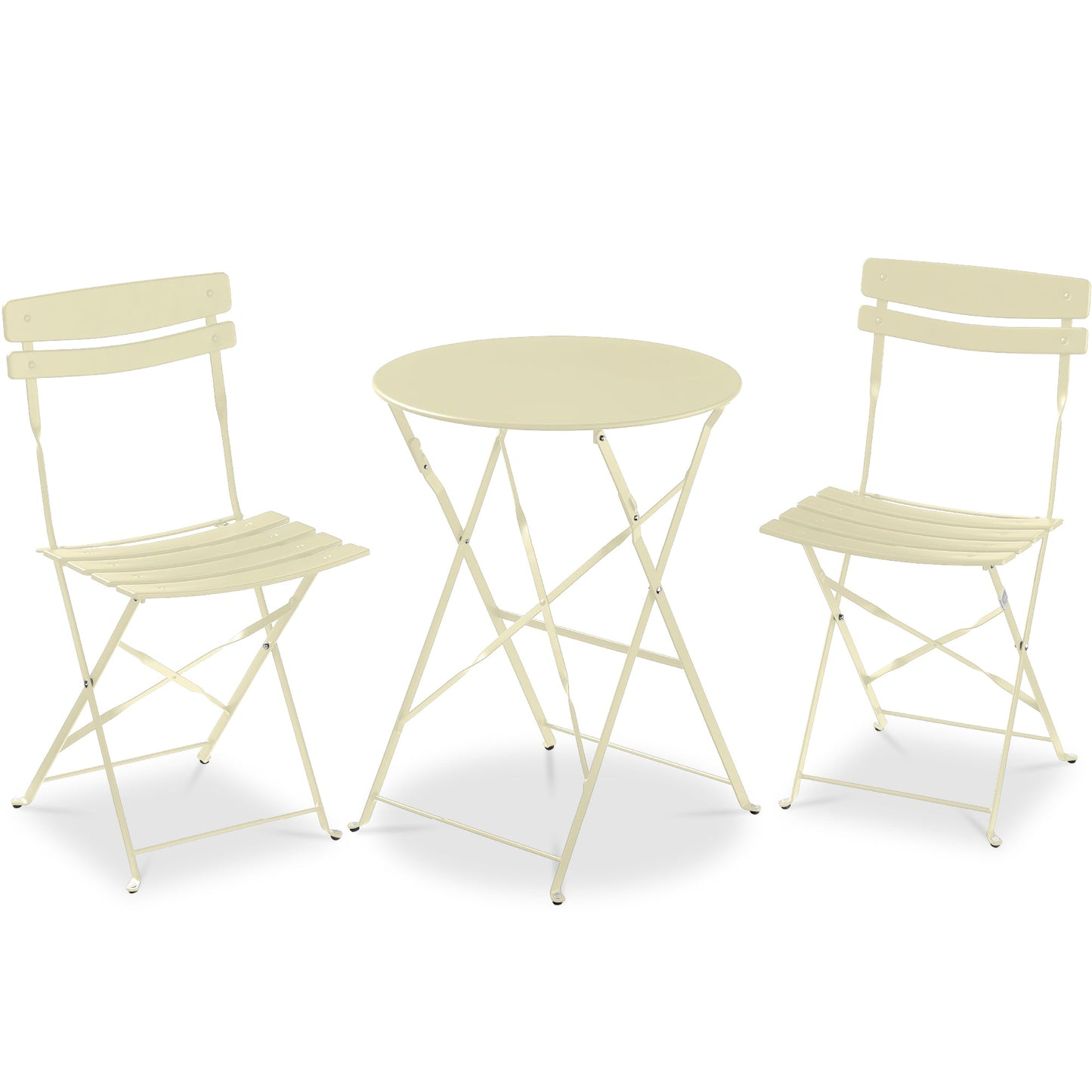 3-Piece Small Folding Patio Bistro Set w/ 2 Chairs