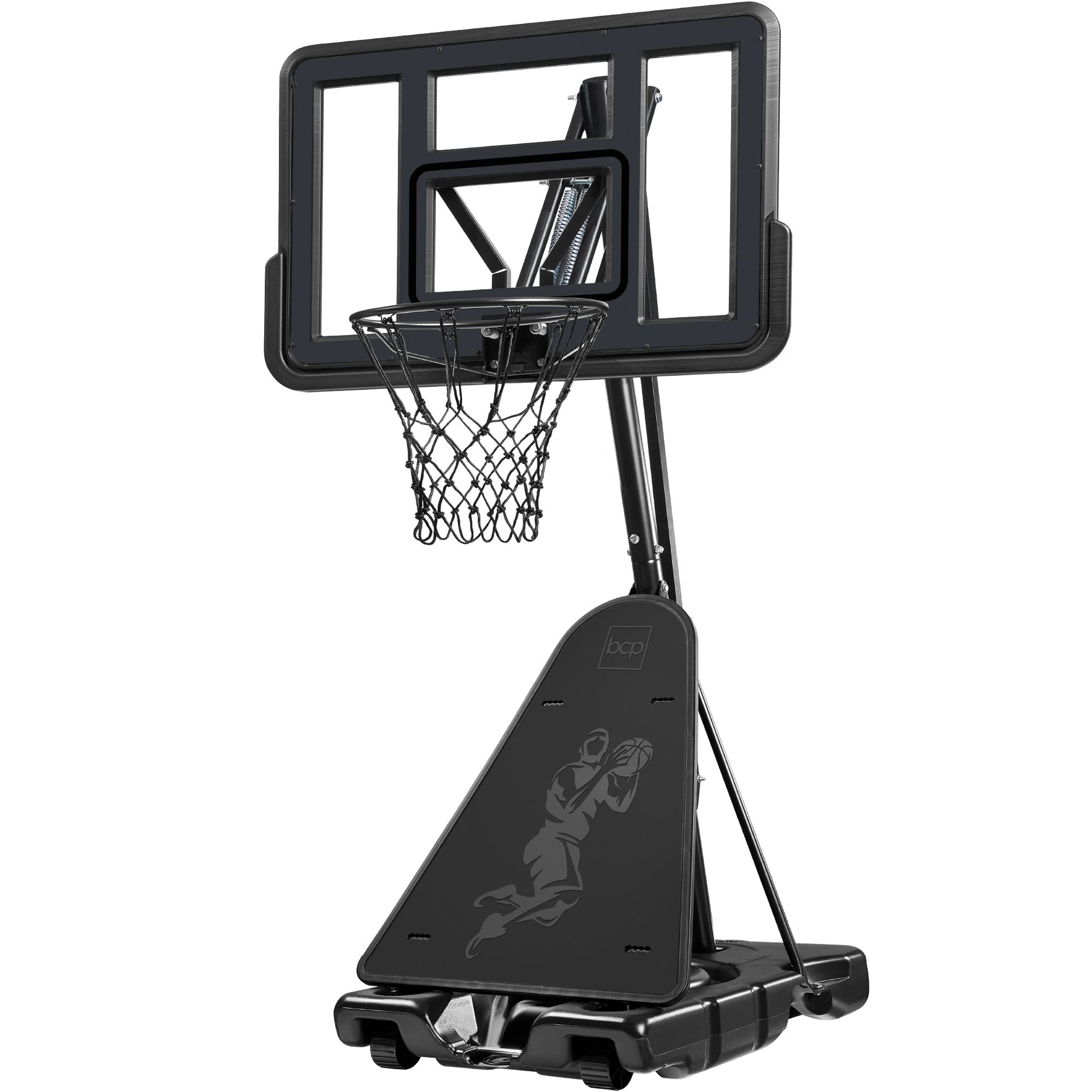 Adjustable 4.4-10ft Basketball Hoop, w/ Shatterproof Backboard,  Ball Return