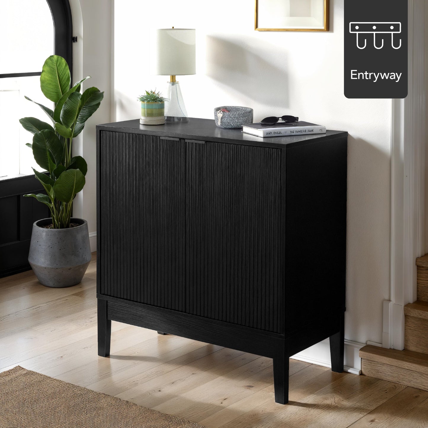 2-Door Reeded Storage Cabinet, Accent Furniture, Sideboard