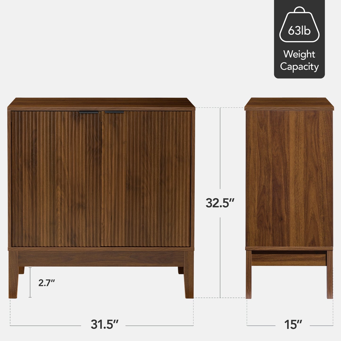 2-Door Reeded Storage Cabinet, Accent Furniture, Sideboard
