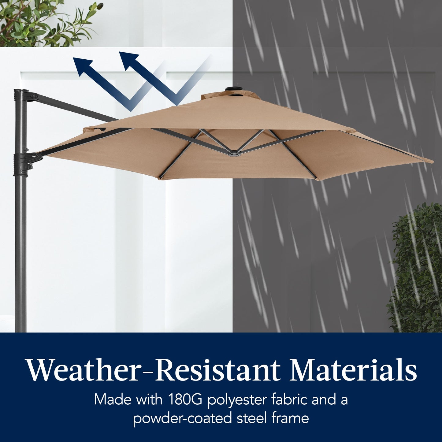 360 LED Rotating Cantilever Offset Patio Umbrella - 10ft