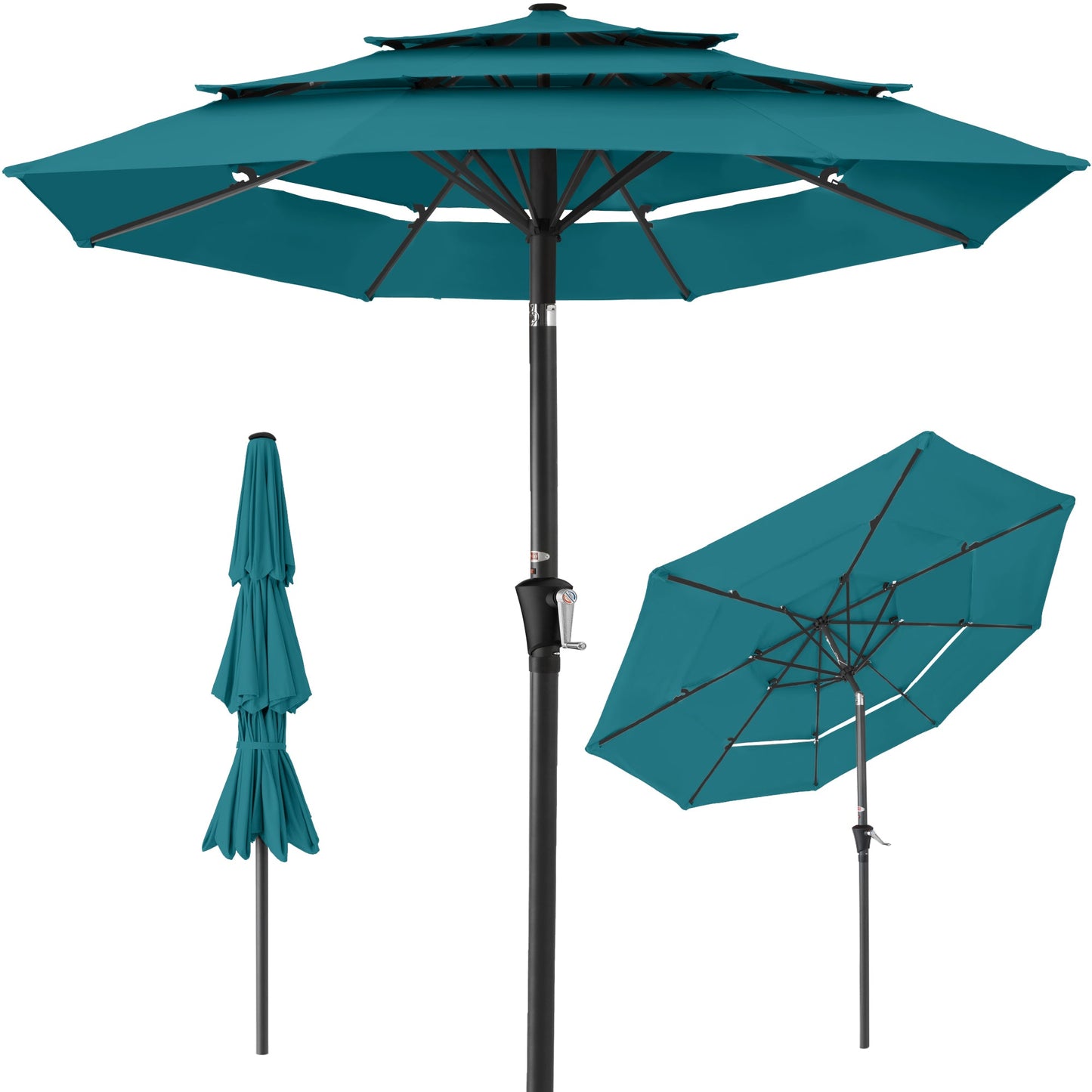 3-Tier Patio Umbrella w/ Tilt Adjustment, Crank - 10ft
