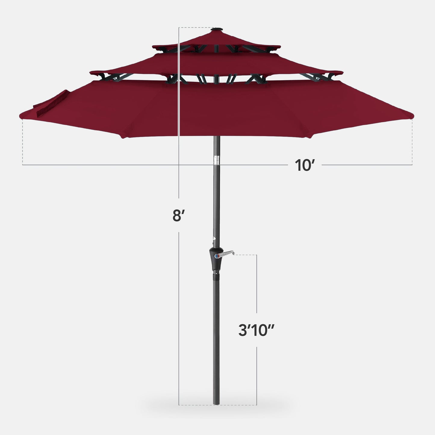 3-Tier Patio Umbrella w/ Tilt Adjustment, Crank - 10ft