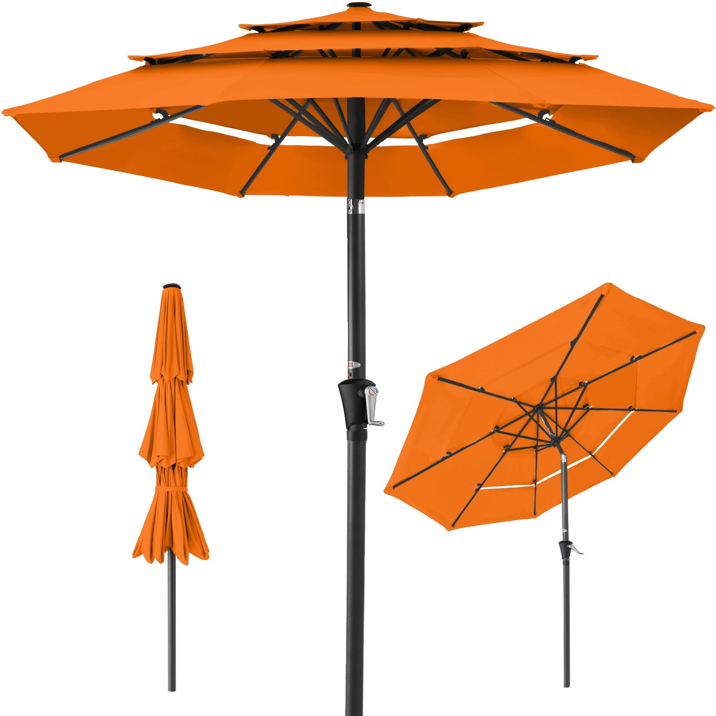 3-Tier Patio Umbrella w/ Tilt Adjustment, Crank - 10ft