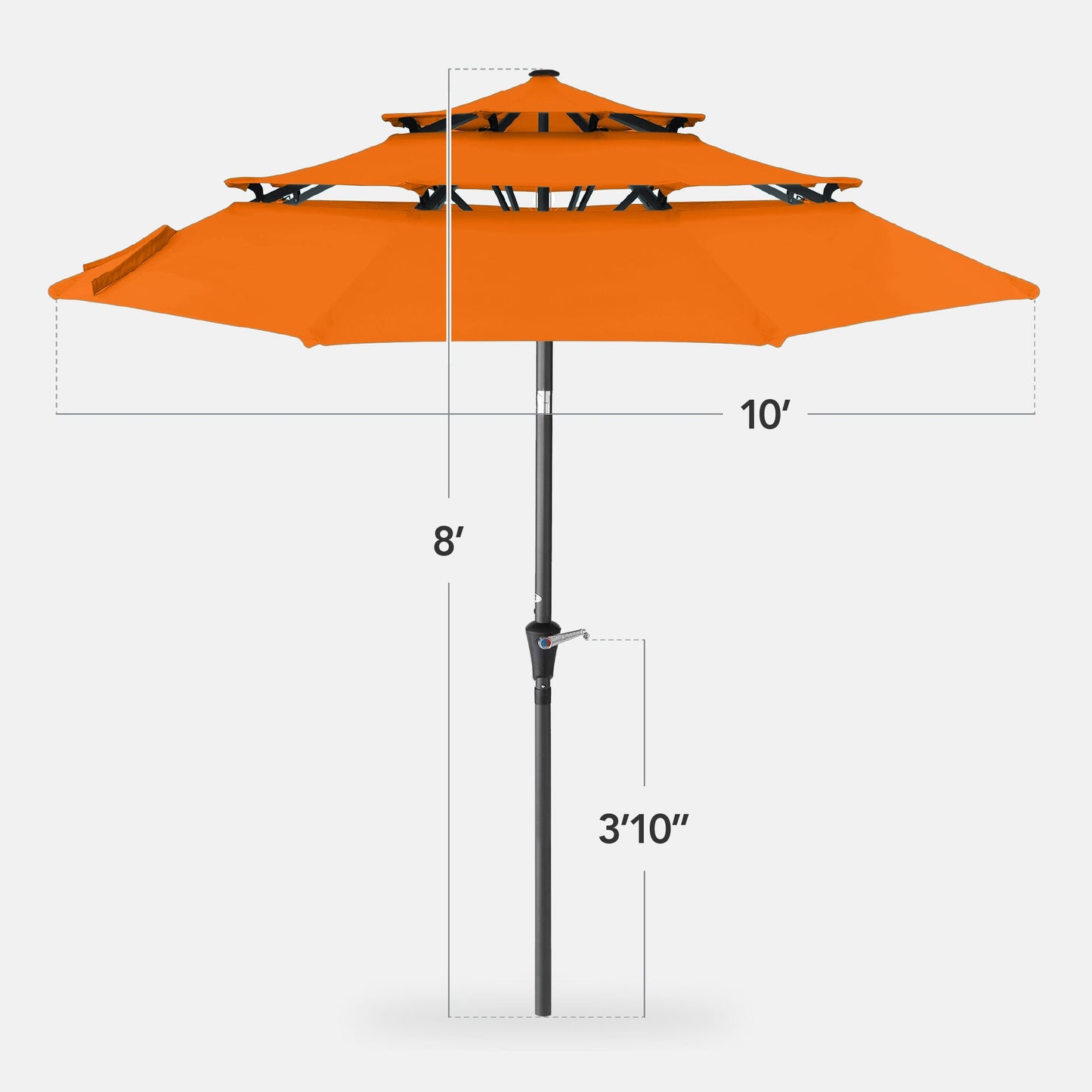 3-Tier Patio Umbrella w/ Tilt Adjustment, Crank - 10ft