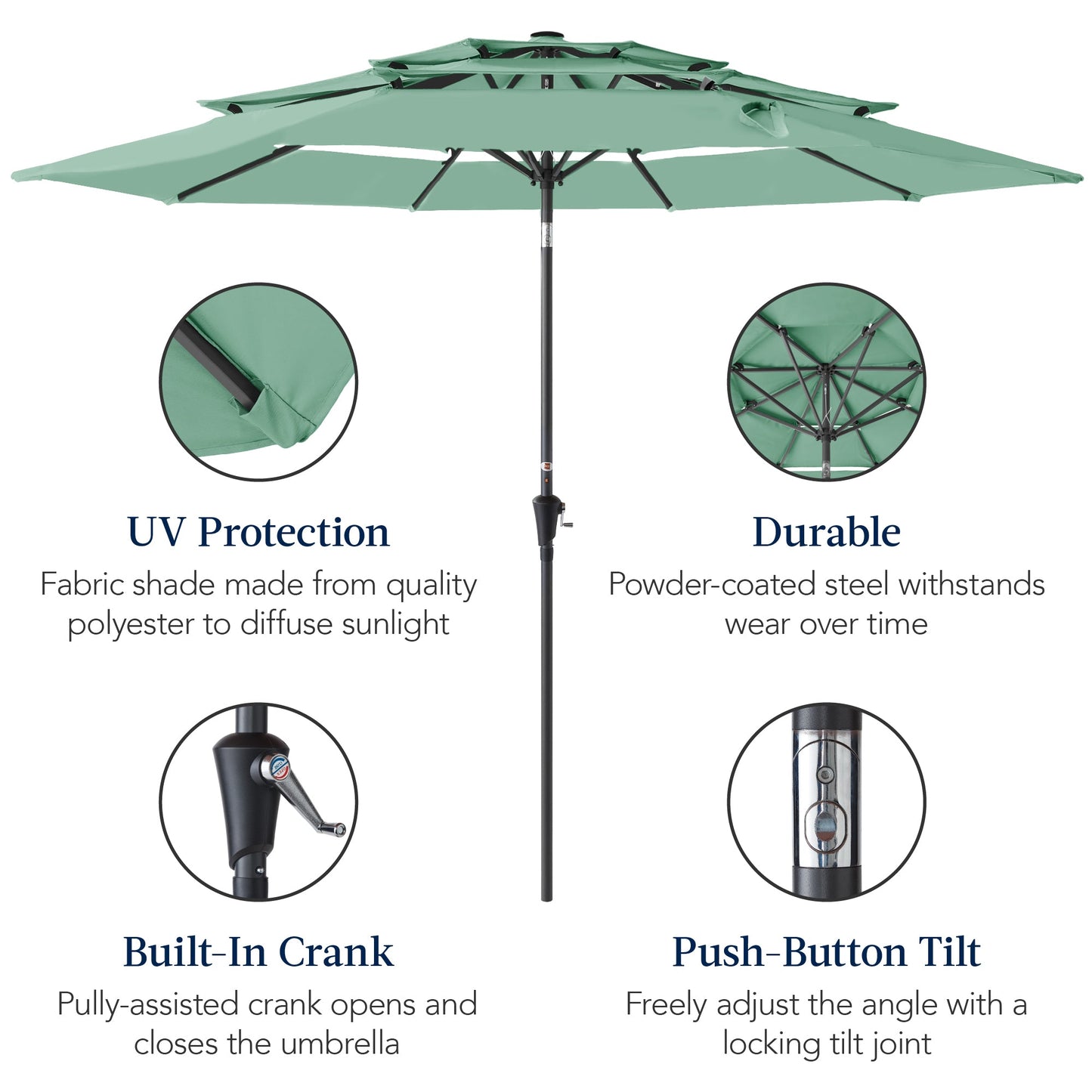 3-Tier Patio Umbrella w/ Tilt Adjustment, Crank - 10ft