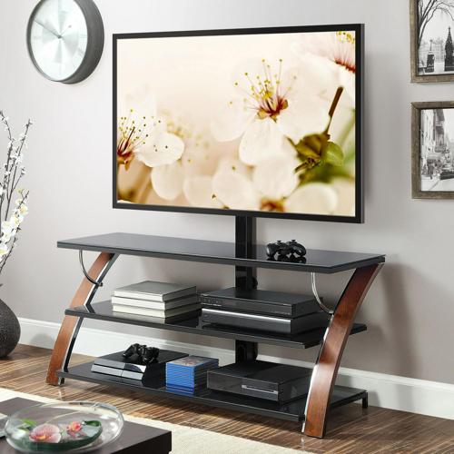 Whalen Payton 3-in-1 Flat Panel TV Stand for TVs up to 65 , Brown Cherry