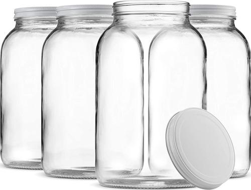 Wide Mouth 1 Gallon Clear Glass Jar + Metal Lid With Airtight Liner Seal