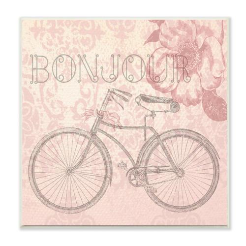 The Stupell Home Decor Collection Vintage Bonjour Bicycle Wall Art